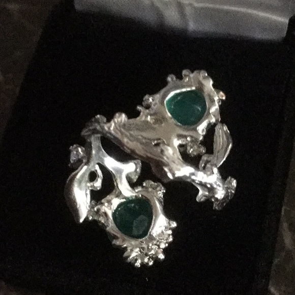 Extraordinary Genuine Adventurine & Garnet Ring - Picture 5 of 8